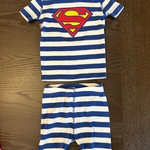 Hanna Andersson Blue and White Superman pajamas